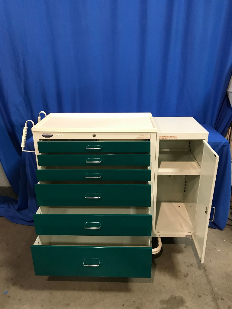 Armstrong A-Smart Wide 6 Drawer Crash Cart with side Cabinet.