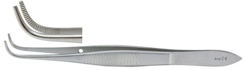 Eye Dressing Forceps 4' Serrated Tips - Full Curved
