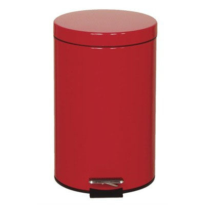 3-1/2 gallon red metal trashcan with foot pedal