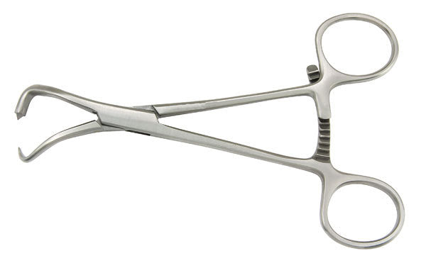 Bone Reduction Forceps (New), 5.25in (13.3cm), Curved, One Pointed Tip and One Step-Pointed Tip