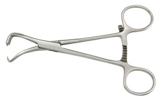 Bone Reduction Forceps (New), 5.25in (13.3cm), Curved, One Pointed Tip and One Step-Pointed Tip