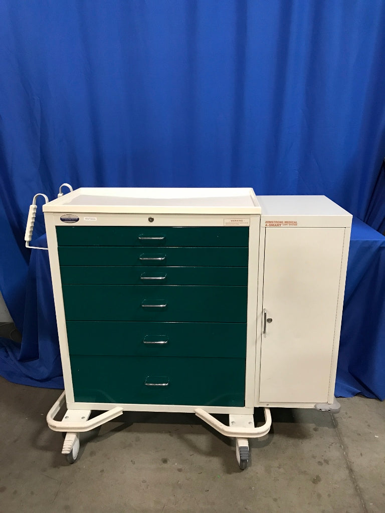 Armstrong A-Smart Wide 6 Drawer Crash Cart with side Cabinet.
