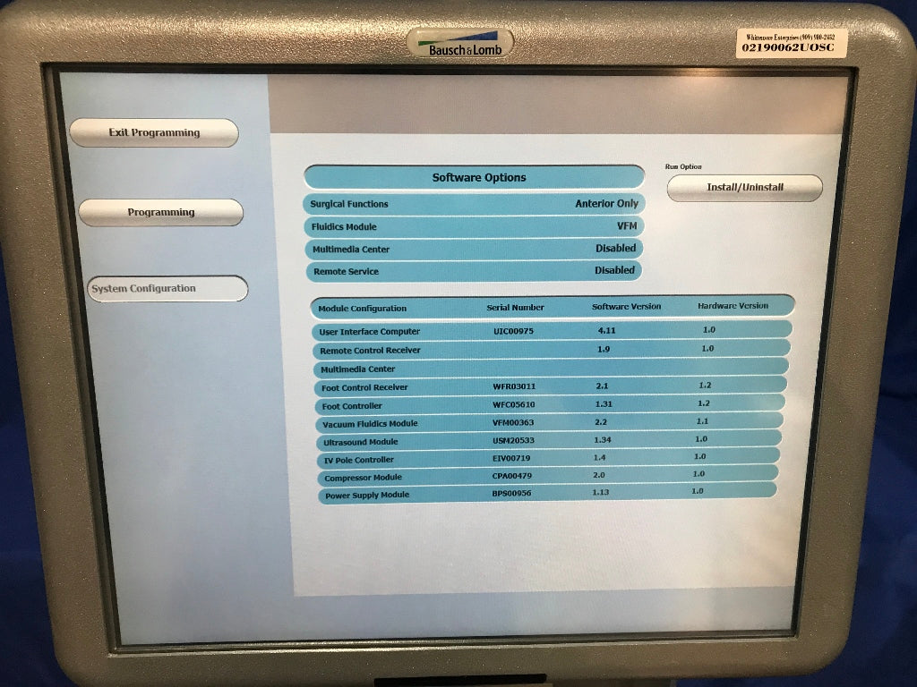Bausch & Lomb Stellaris Vision Enhancement System BL12120 MFG 2008