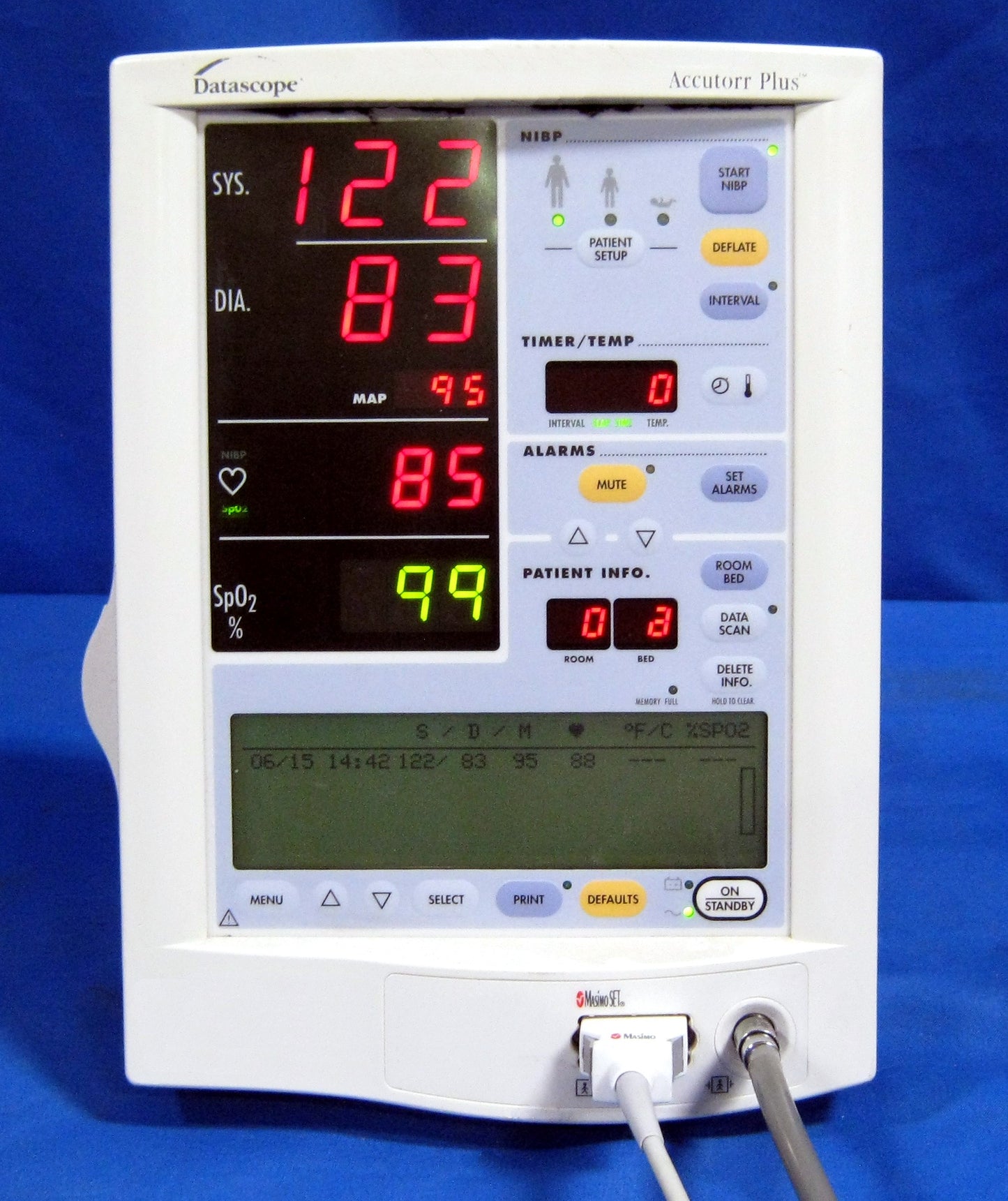 Datascope Accutorr Plus Patient Monitor (NIBP, SpO2, Trend Screen, Printer)